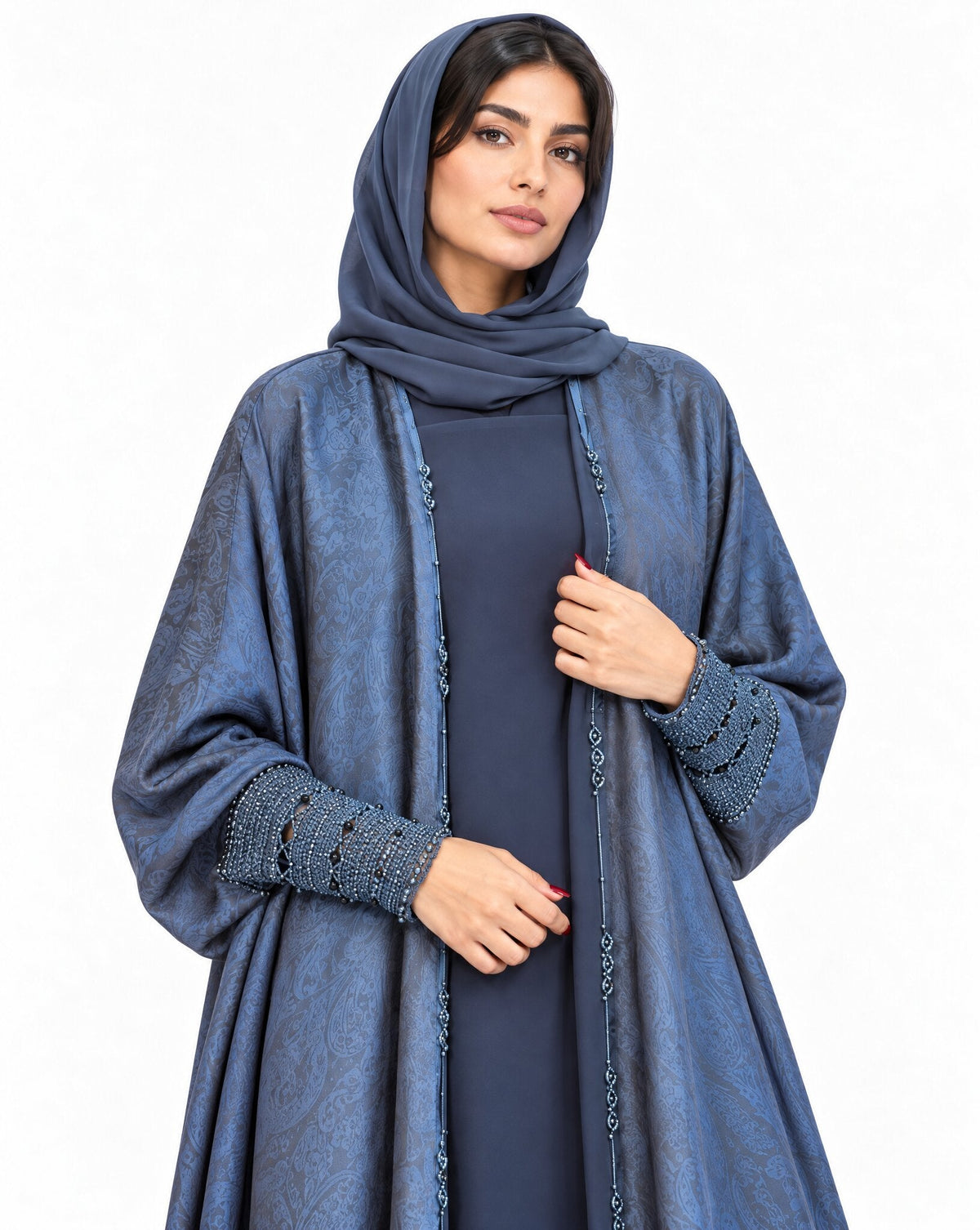 QTR QM15 - Midnight Blue Crepe Abaya - MIRA Y MANO