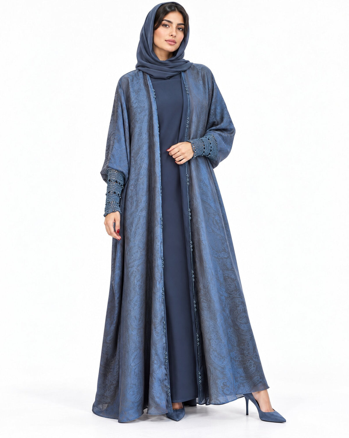 QTR QM15 - Midnight Blue Crepe Abaya - MIRA Y MANO