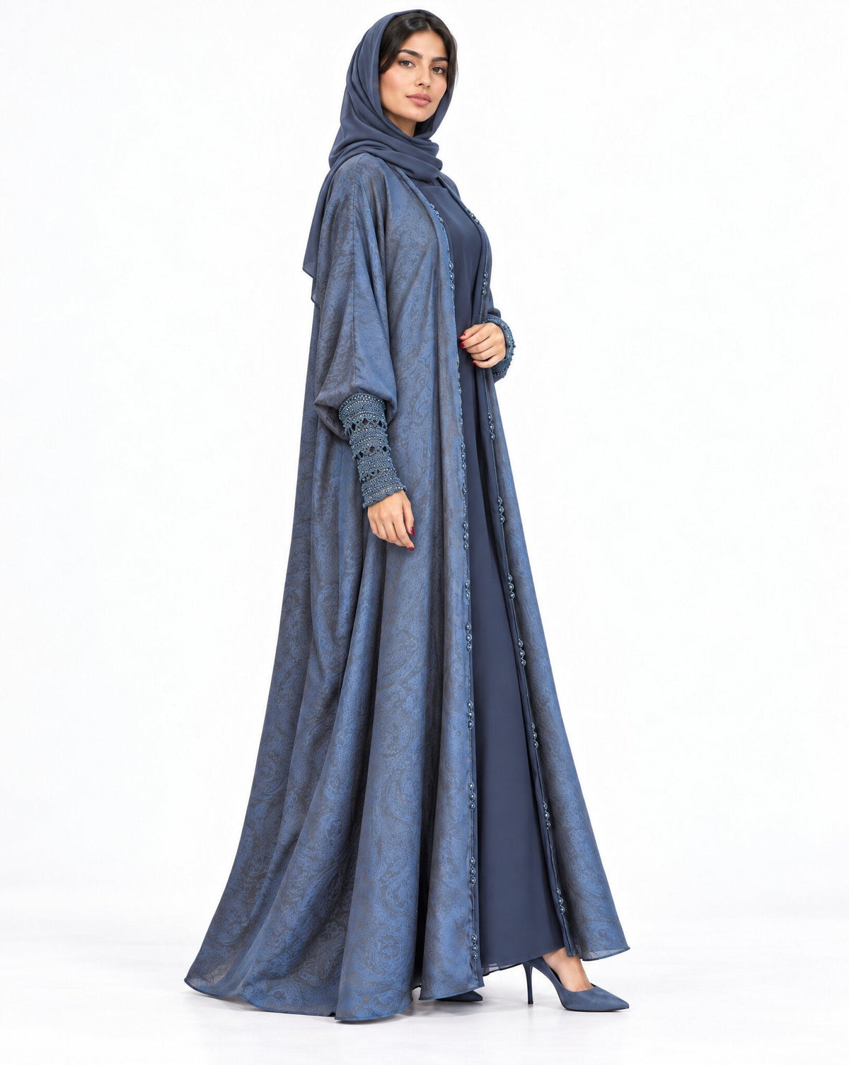 QTR QM15 - Midnight Blue Crepe Abaya - MIRA Y MANO