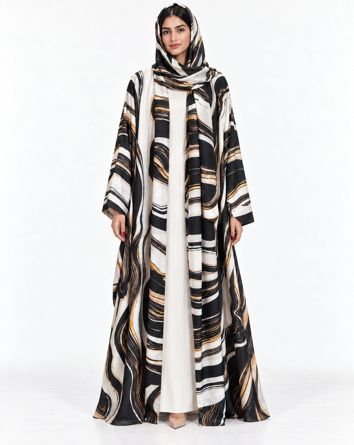 QTR QM28 - Black Chiffon Abaya - MIRA Y MANO