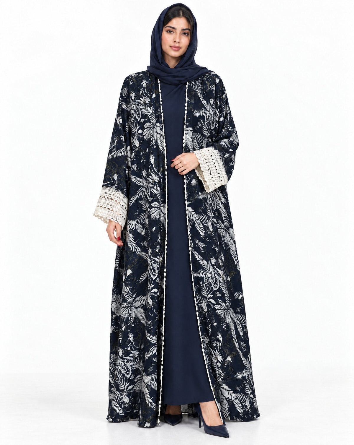 QTR QM34 - Midnight Blue Chiffon Abaya - MIRA Y MANO