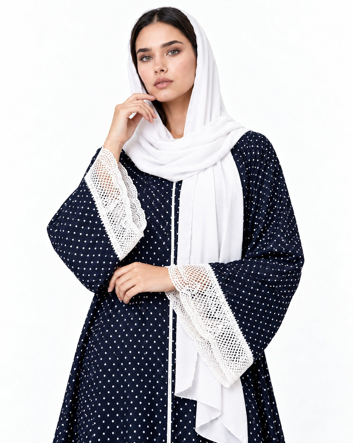QTR QM38 - Midnight Blue Chiffon Abaya - QATARIA ABAYA - MIRA Y MANO