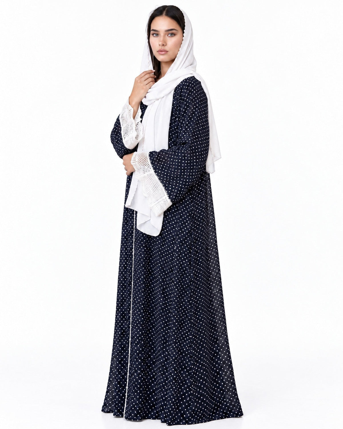 QTR QM38 - Midnight Blue Chiffon Abaya - QATARIA ABAYA - MIRA Y MANO
