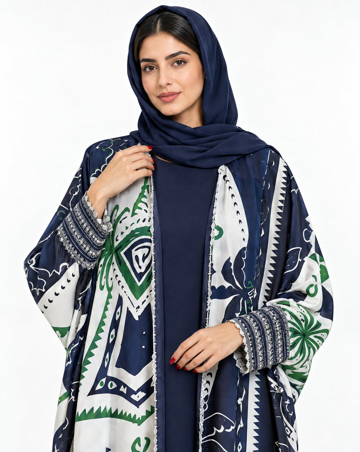 QTR QM48 - Printed Chiffon Abaya - MIRA Y MANO