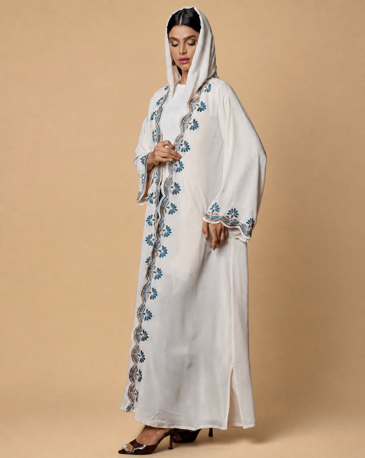 NM 604 Beige – Beige Chiffon Abaya – Product image 2