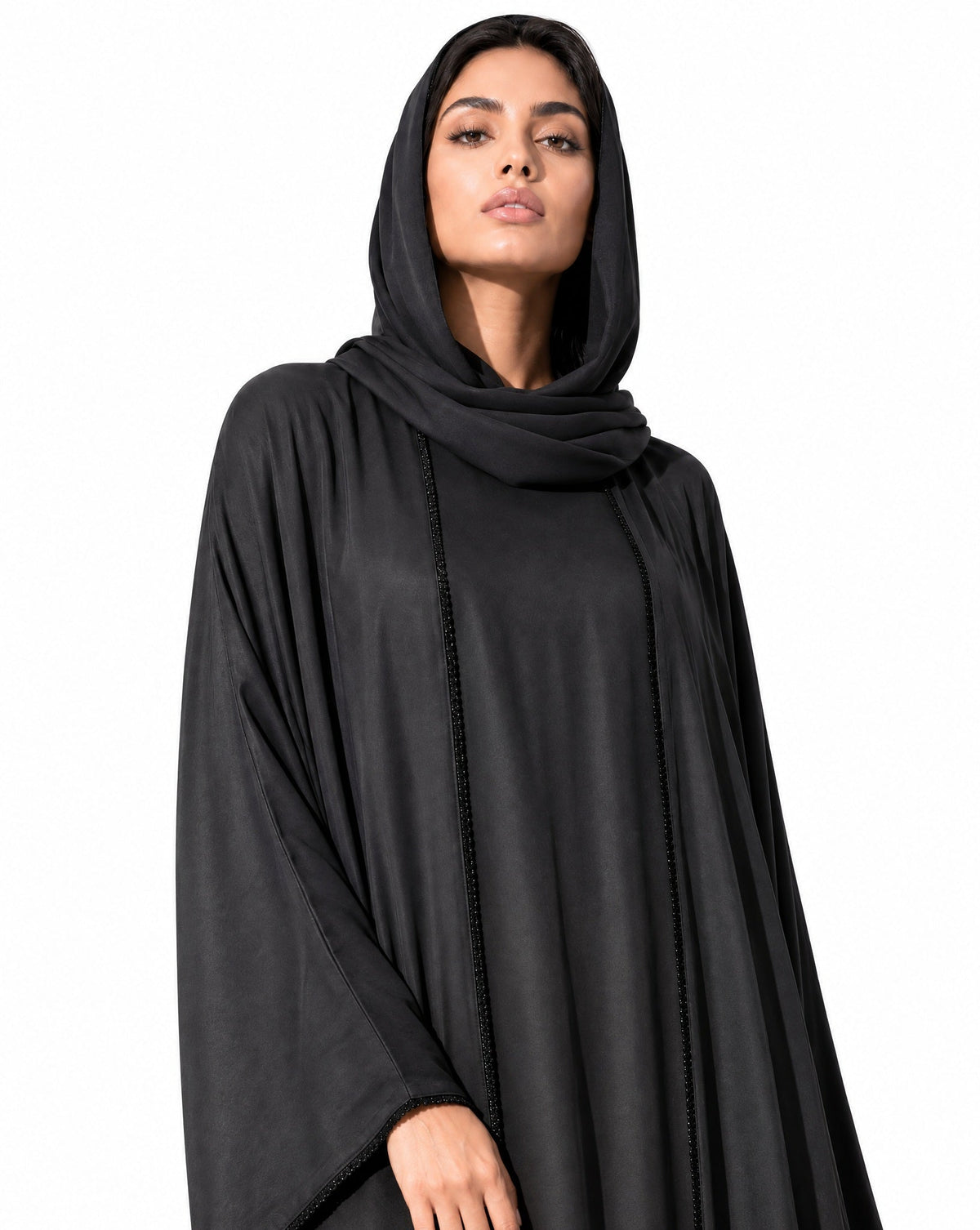 FOUZ-BR – Brown Washed Silk Abaya - RIBBON - MIRA Y MANO