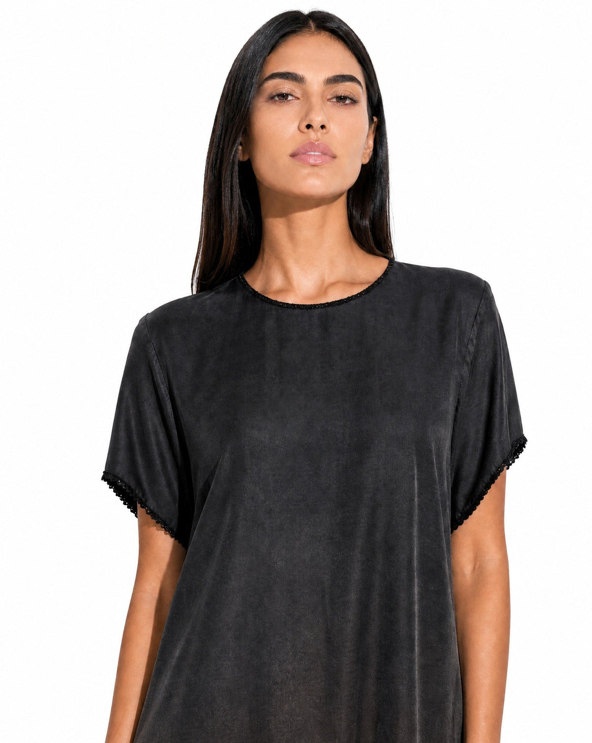 FOUZ-BR – Brown Washed Silk Dress - RIBBON - MIRA Y MANO