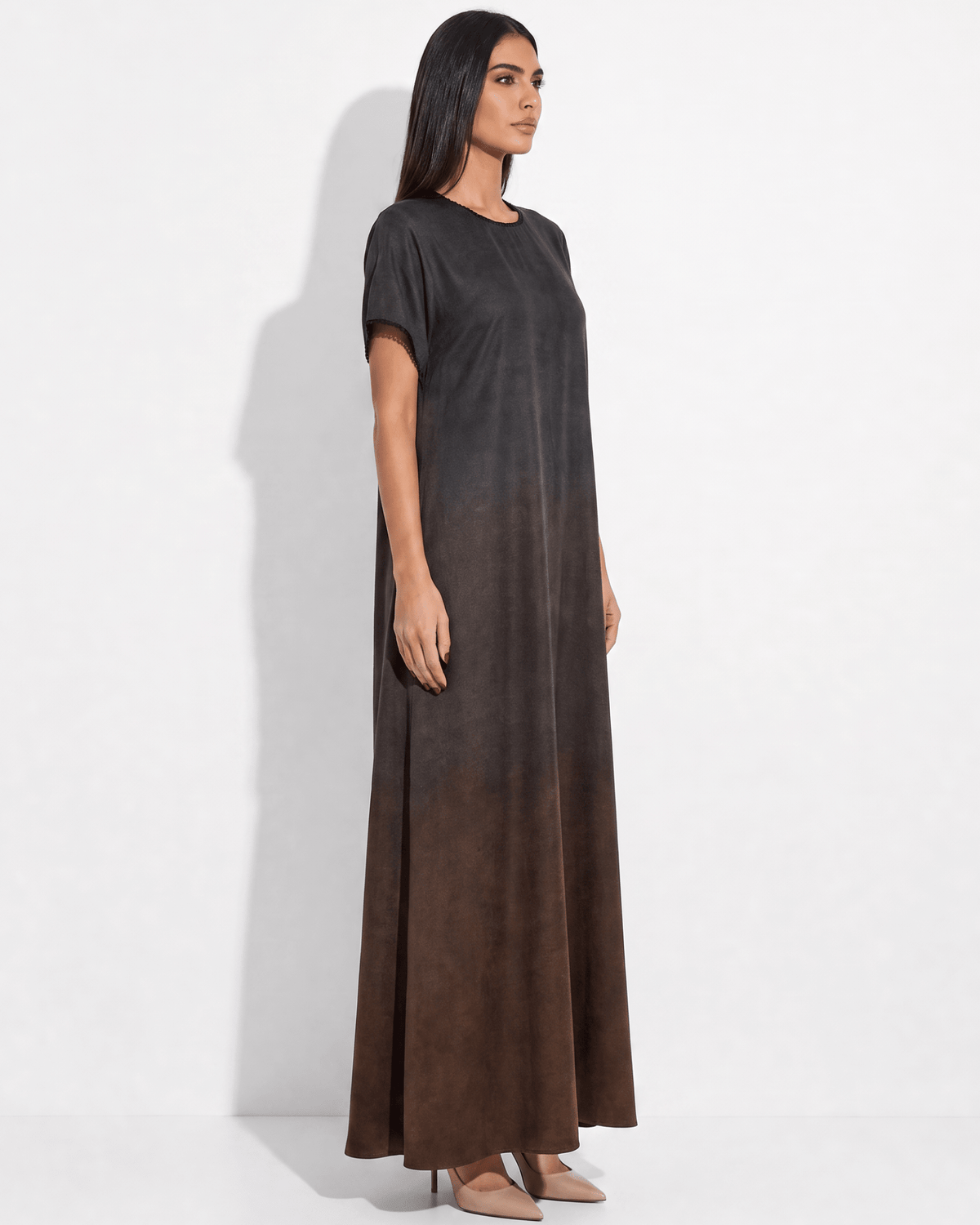 FOUZ-BR - Brown Washed Silk dress - RIBBON - MIRA Y MANO