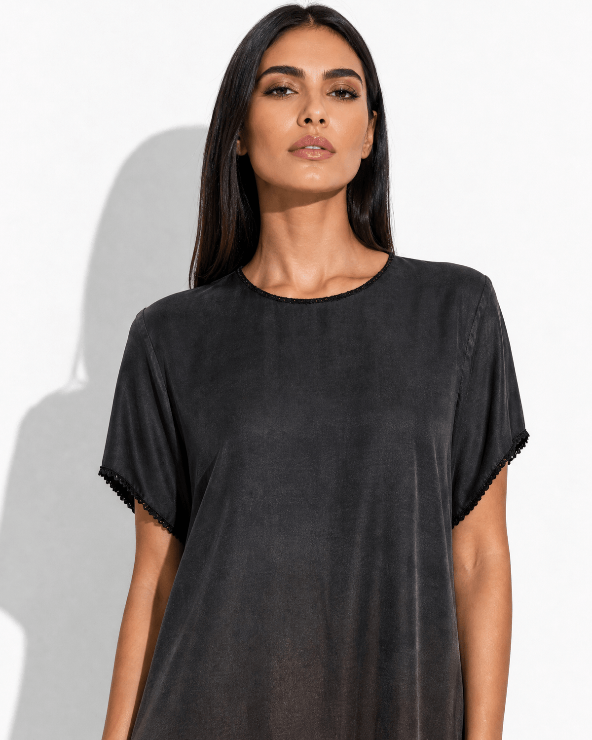 FOUZ-BR - Brown Washed Silk dress - RIBBON - MIRA Y MANO