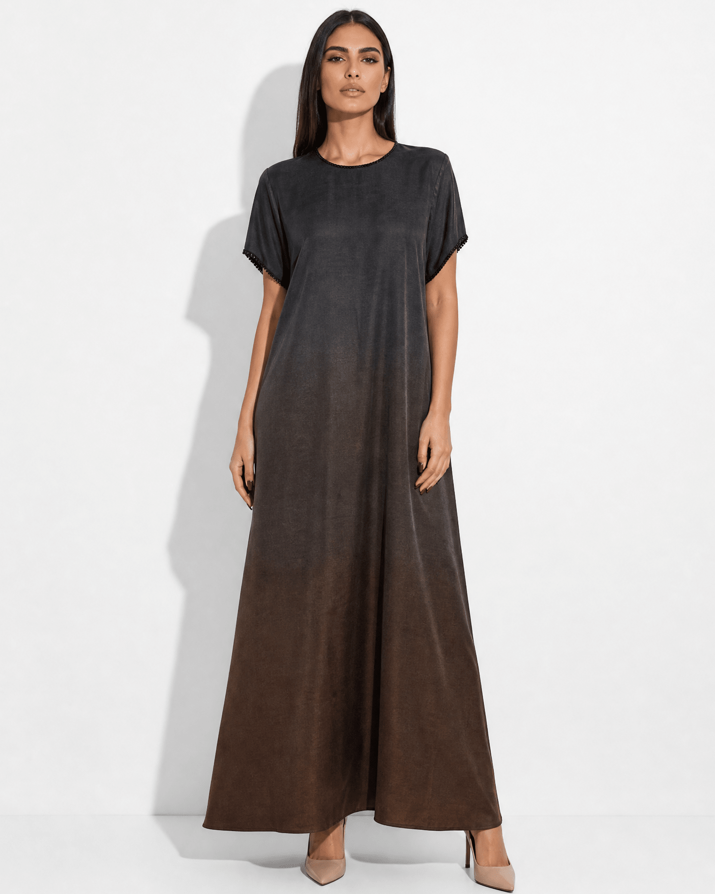 FOUZ-BR - Brown Washed Silk dress - RIBBON - MIRA Y MANO