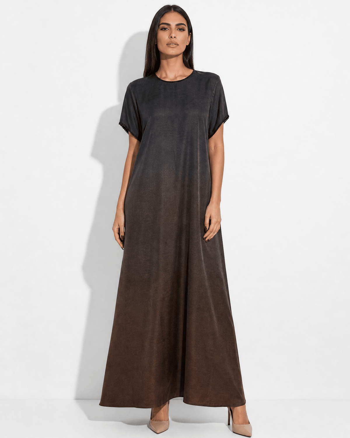 FOUZ-BR - Brown Washed Silk dress - RIBBON - MIRA Y MANO