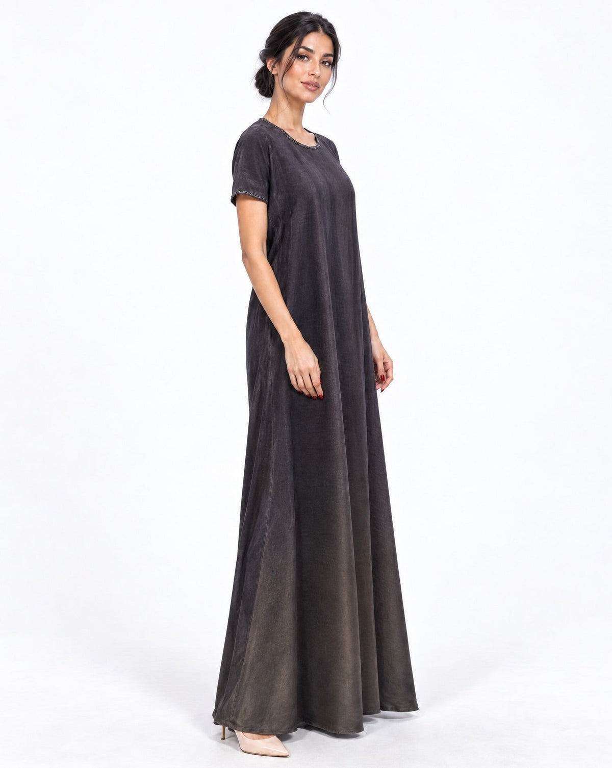 FW25R199-PR1 – فستان من الحرير المغسول بالبنفسجي – MIRA Y MANO
