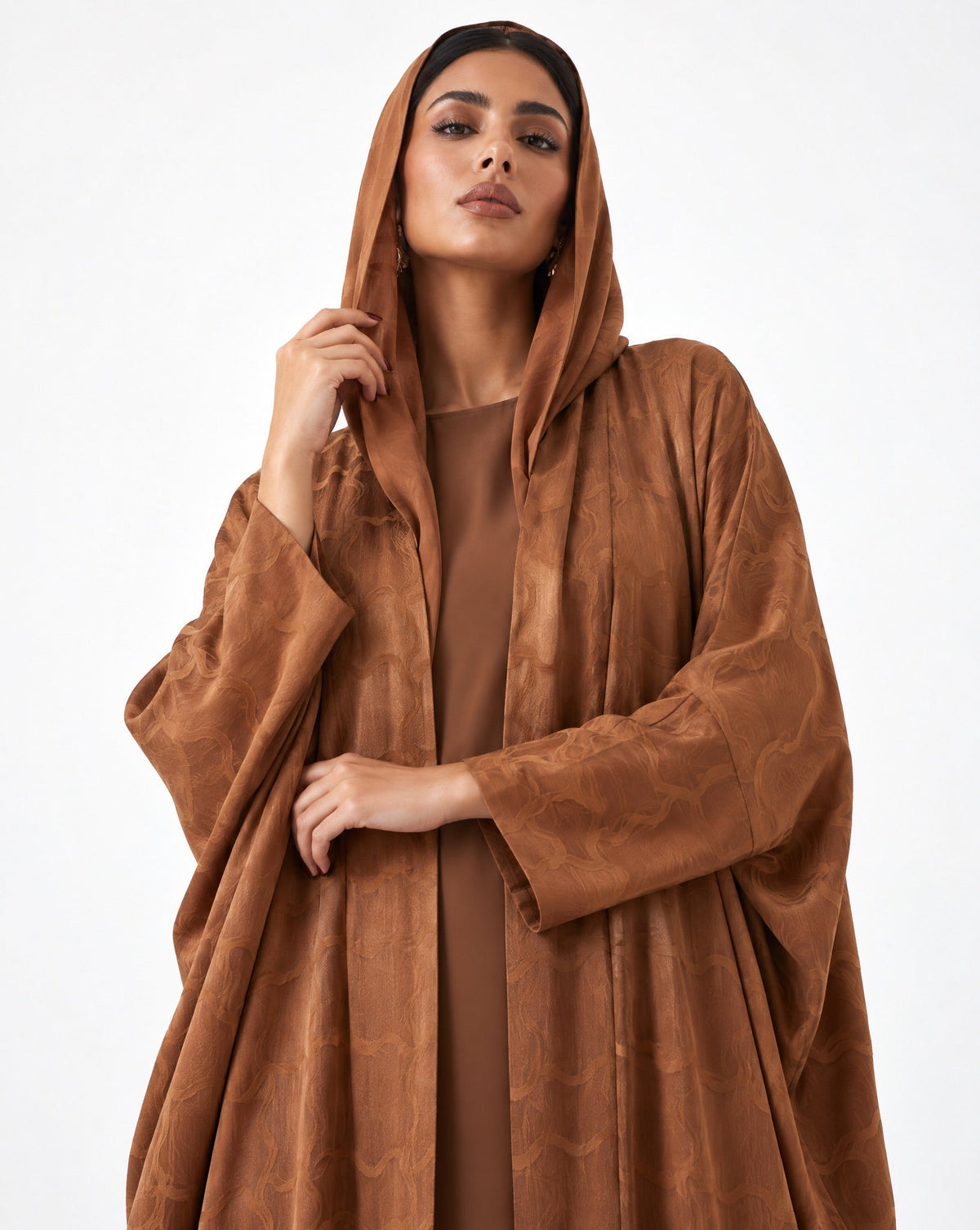 SISOATS1-CH – Chocolate Washed Silk Abaya - SARA INTABI - MIRA Y MANO