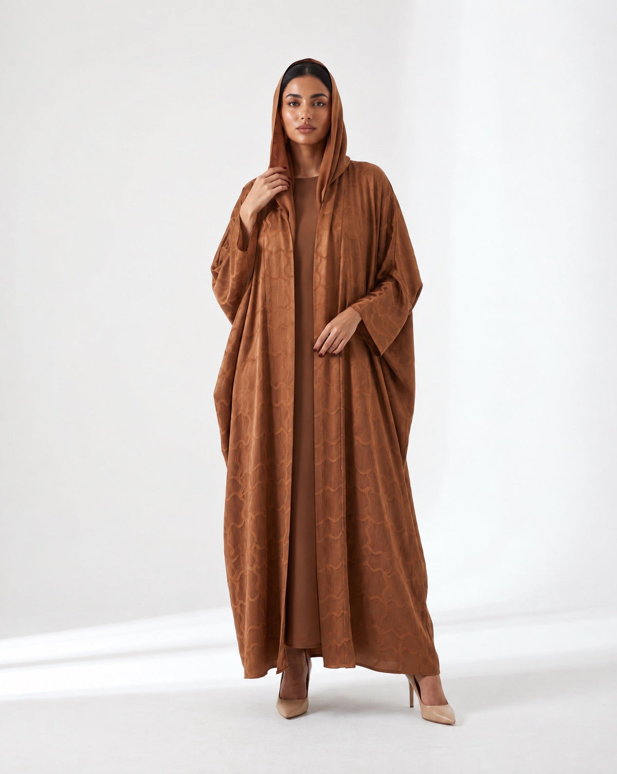 SISOATS1-CH – Chocolate Washed Silk Abaya - SARA INTABI - MIRA Y MANO