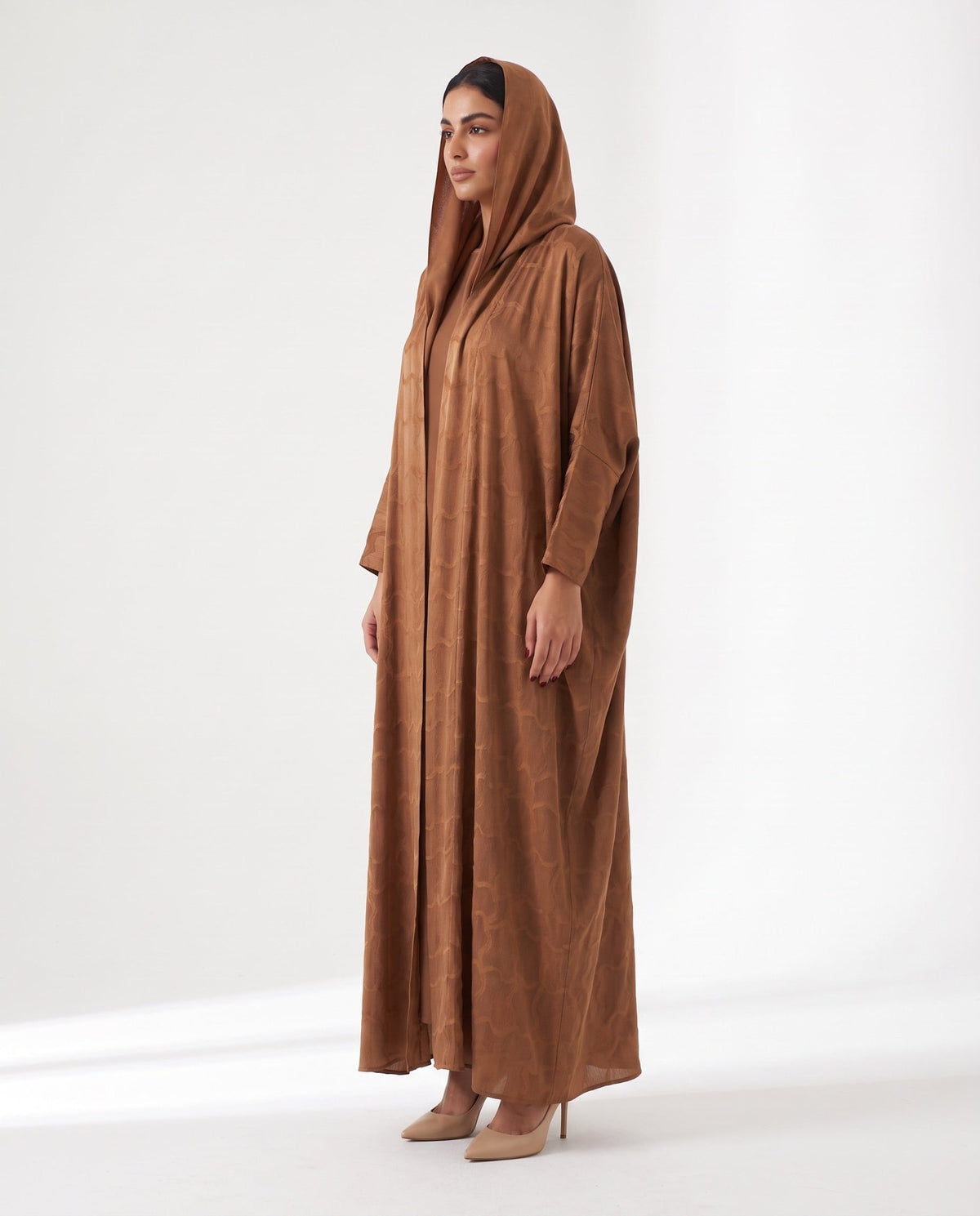 SISOATS1-CH – Chocolate Washed Silk Abaya - SARA INTABI - MIRA Y MANO