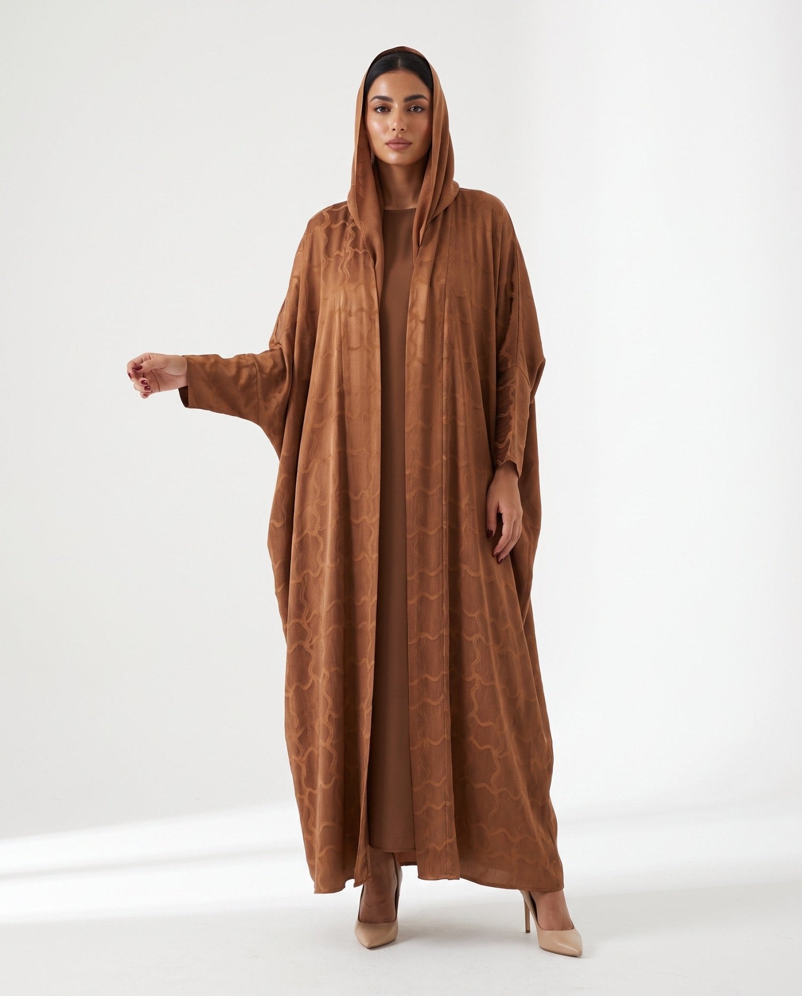 SISOATS1-CH – Chocolate Washed Silk Abaya - SARA INTABI - MIRA Y MANO