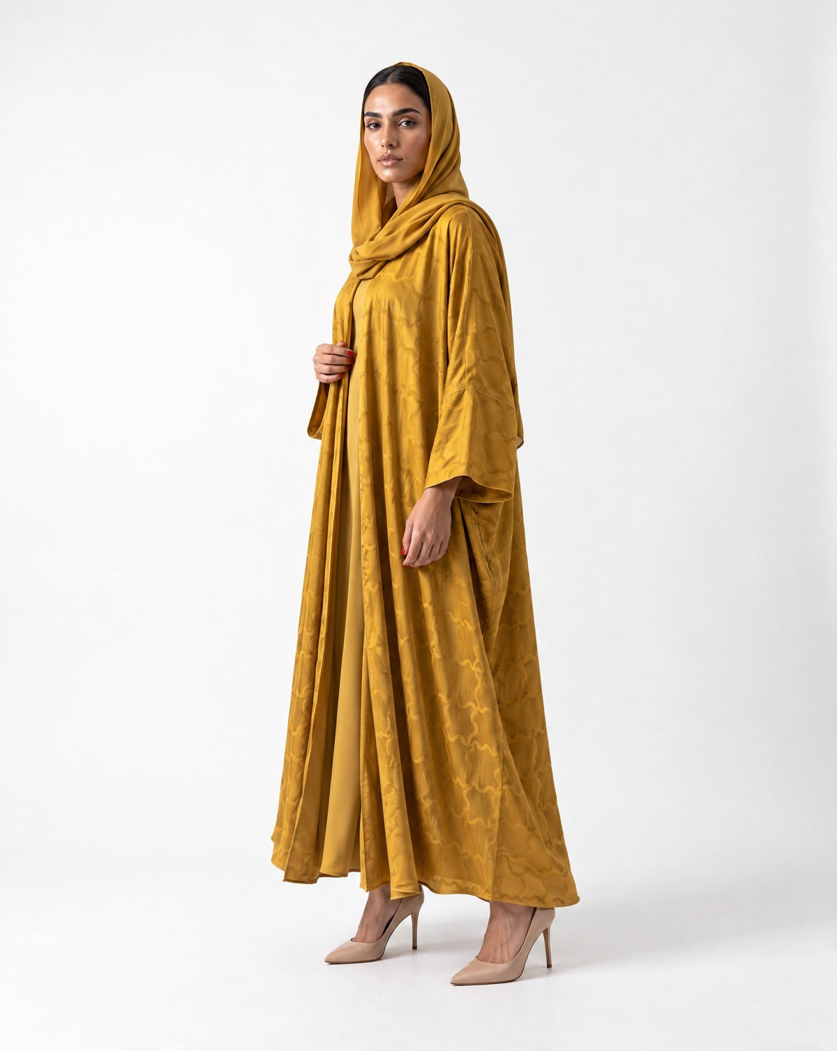SISOATS1-GD – Goldenrod Washed Silk Abaya - SARA INTABI - MIRA Y MANO