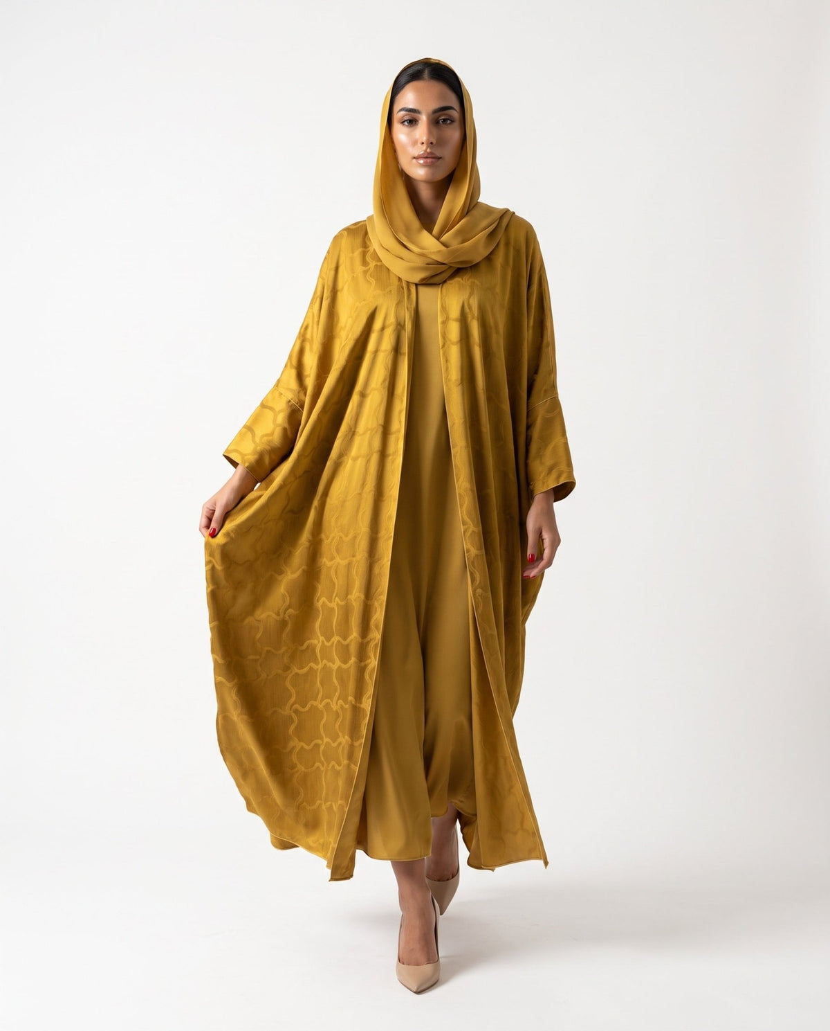 SISOATS1-GD – Goldenrod Washed Silk Abaya - SARA INTABI - MIRA Y MANO