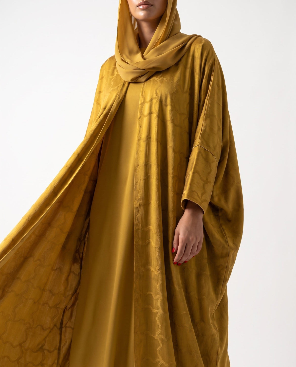 SISOATS1-GD – Goldenrod Washed Silk Abaya - SARA INTABI - MIRA Y MANO