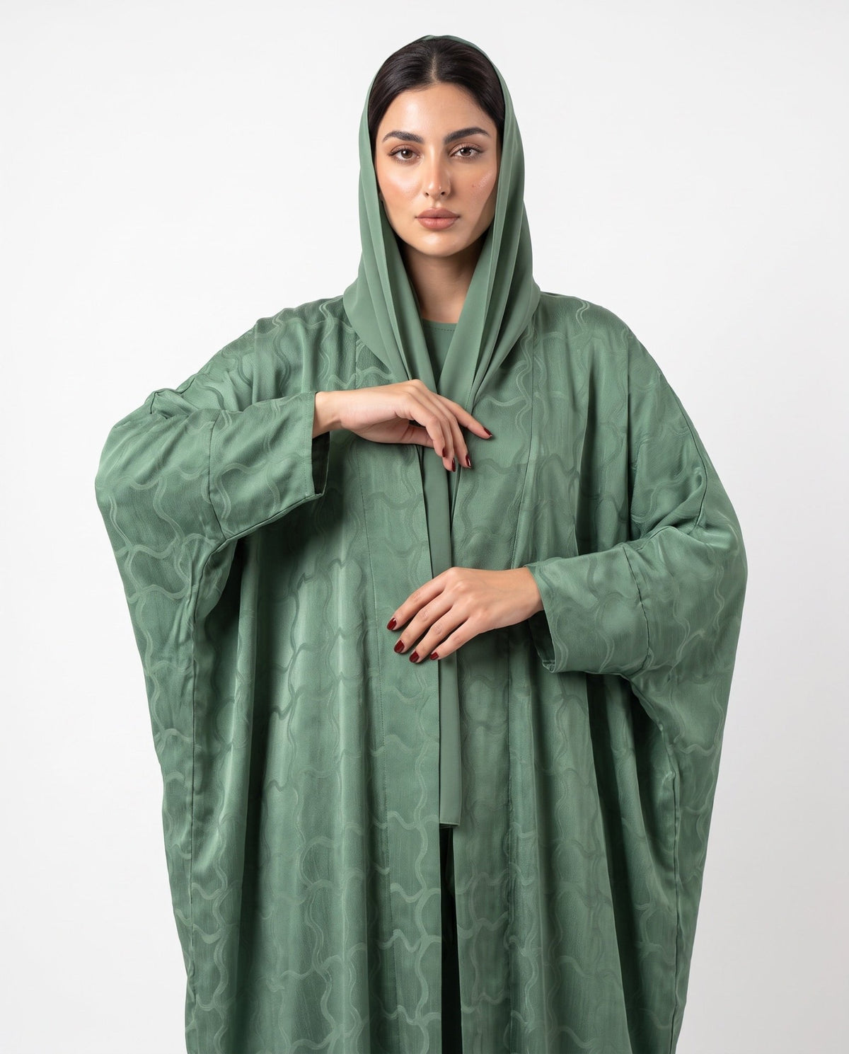 SISOATS1-GR – Green Washed Silk Abaya - SARA INTABI - MIRA Y MANO