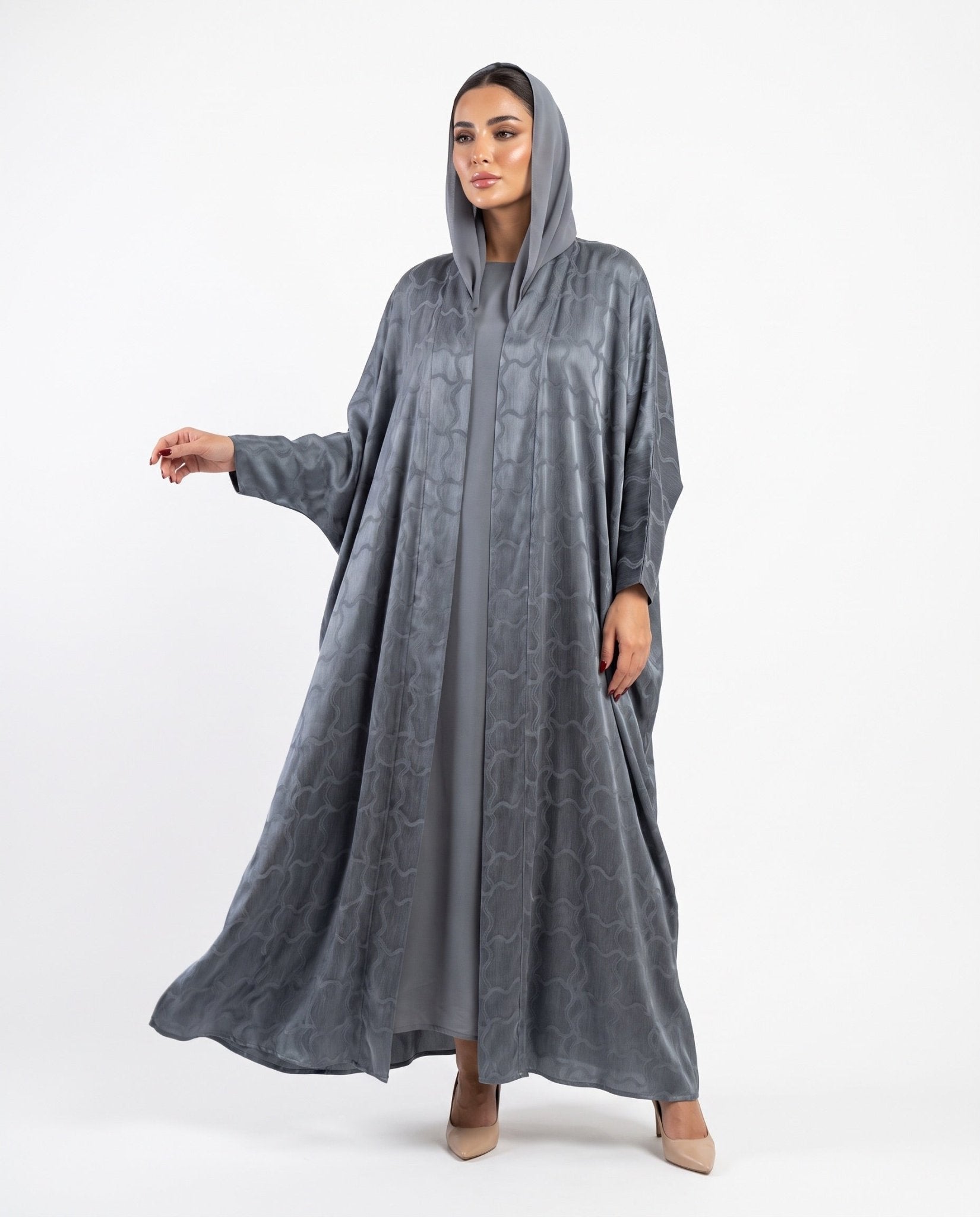 SISOATS1-GY – Gray Washed Silk Abaya - SARA INTABI - MIRA Y MANO