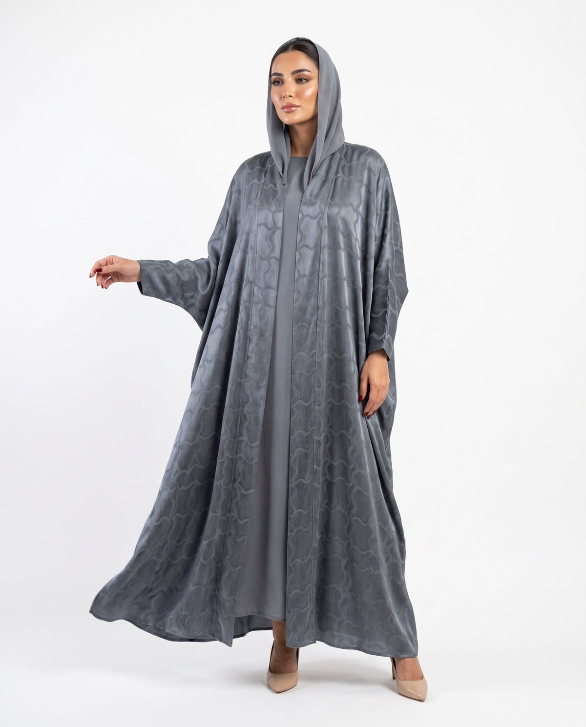 SISOATS1-GY – Gray Washed Silk Abaya - SARA INTABI - MIRA Y MANO
