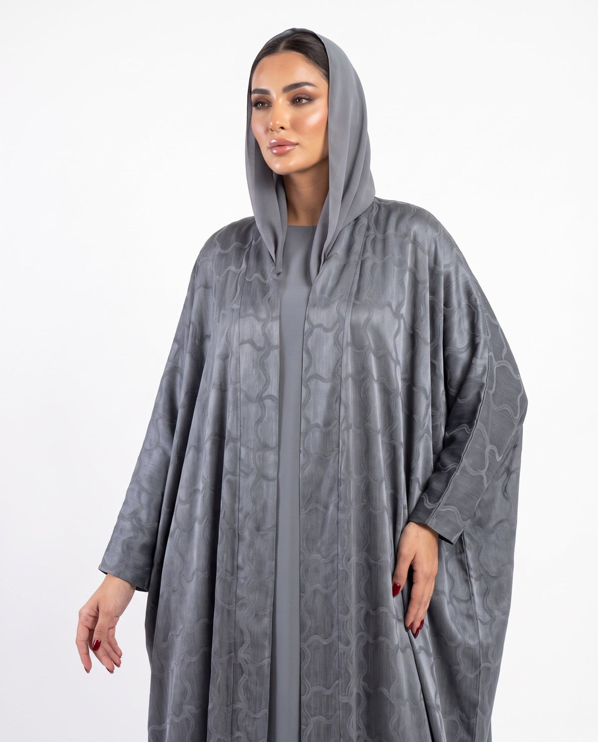 SISOATS1-GY – Gray Washed Silk Abaya - SARA INTABI - MIRA Y MANO