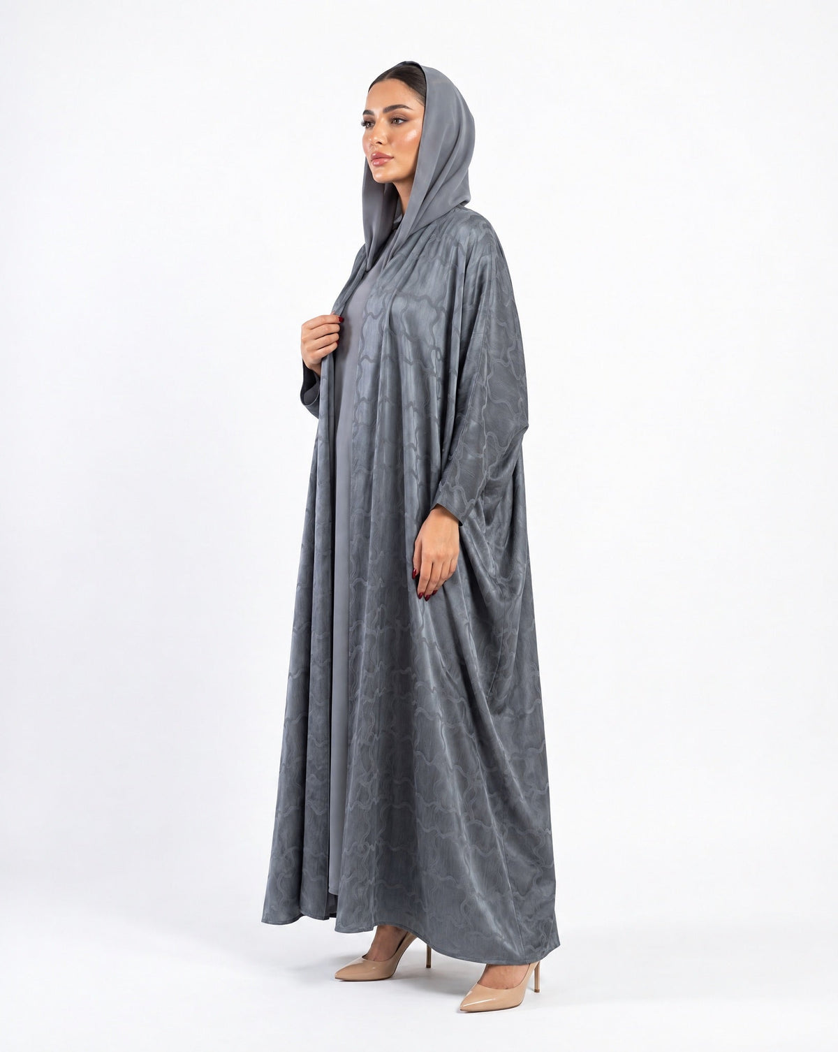 SISOATS1-GY – Gray Washed Silk Abaya - SARA INTABI - MIRA Y MANO
