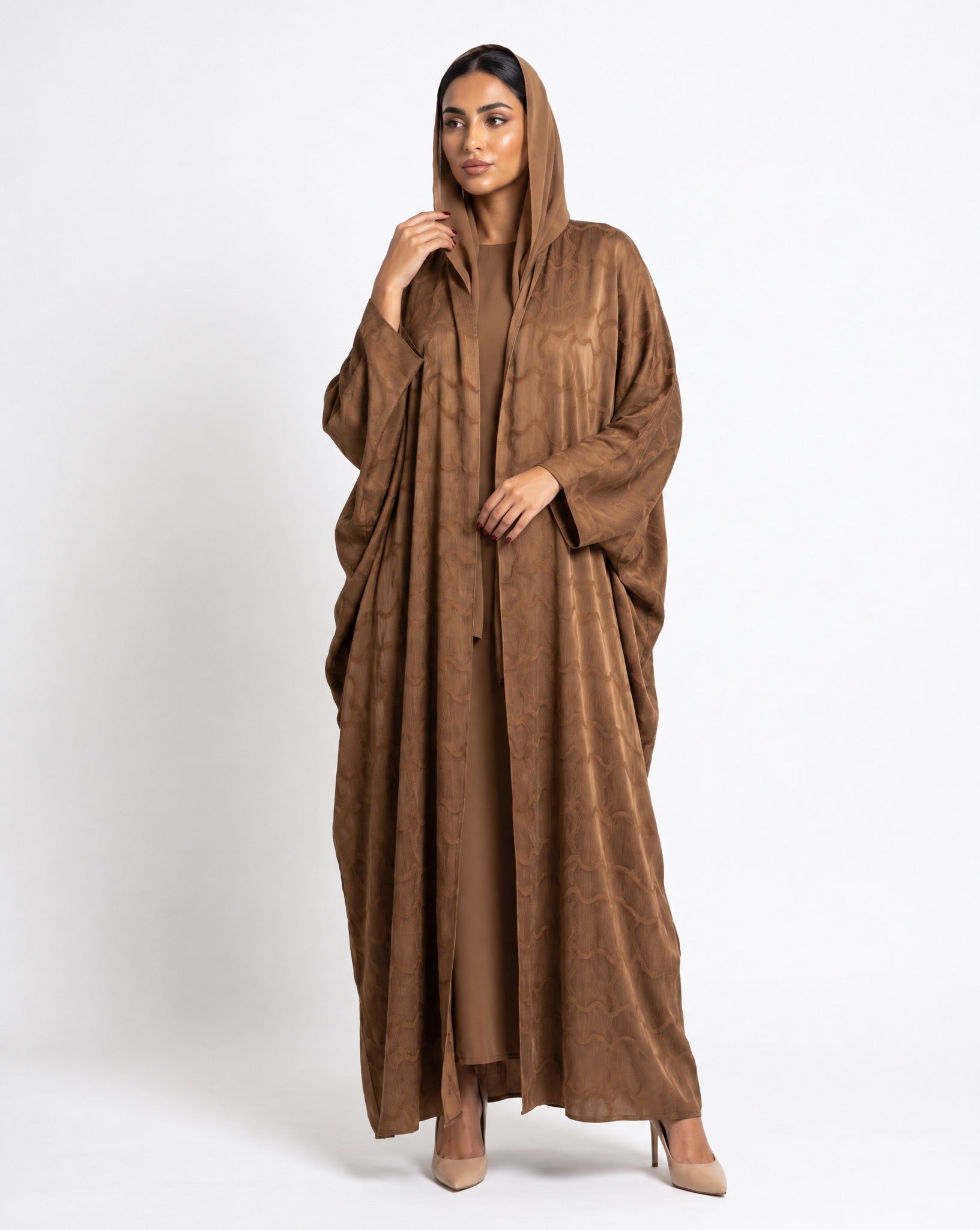 SISOATS2 – Brown Washed Silk Abaya - SARA INTABI - MIRA Y MANO
