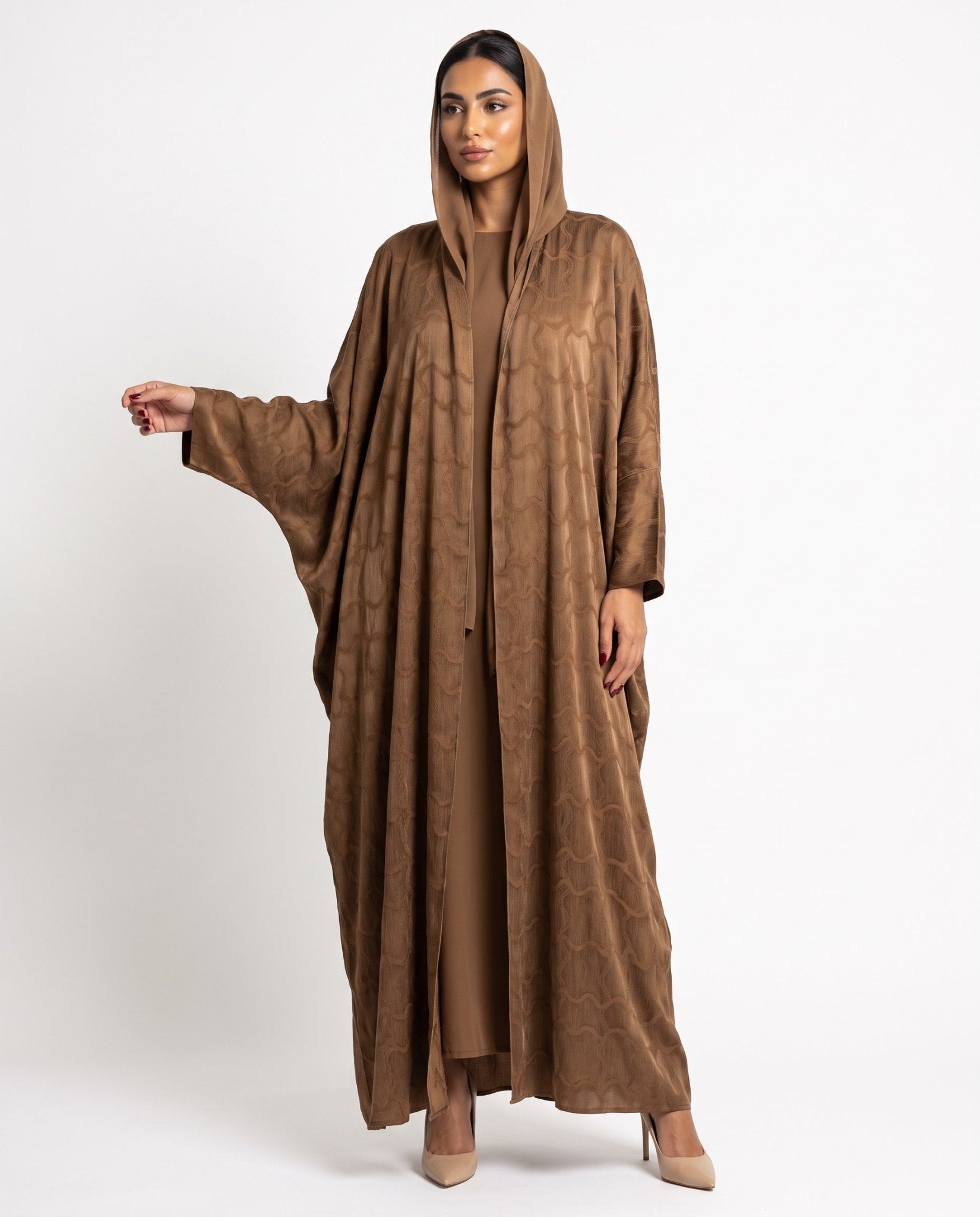 SISOATS2 – Brown Washed Silk Abaya - SARA INTABI - MIRA Y MANO