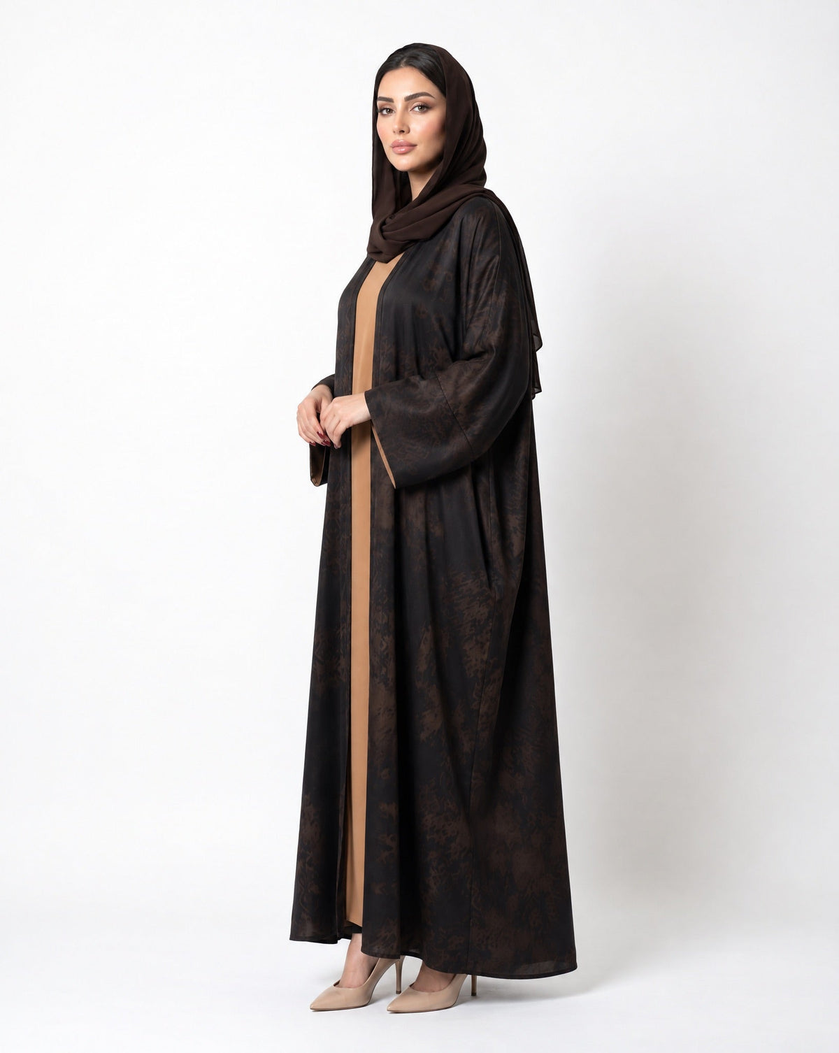 SISOAWS3 – Brown Washed Silk Abaya - SARA INTABI - MIRA Y MANO
