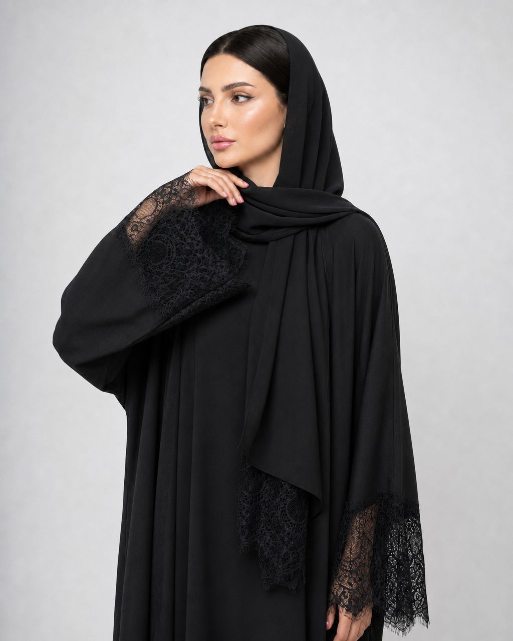 SISOWSLB – Black Silk Abaya – Product image 2