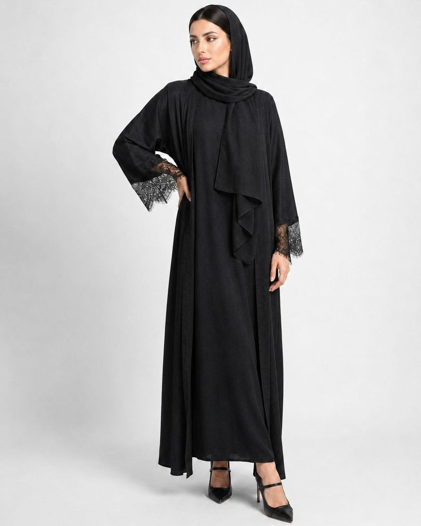 SISOWSLB – Black Silk Abaya – Product image 1