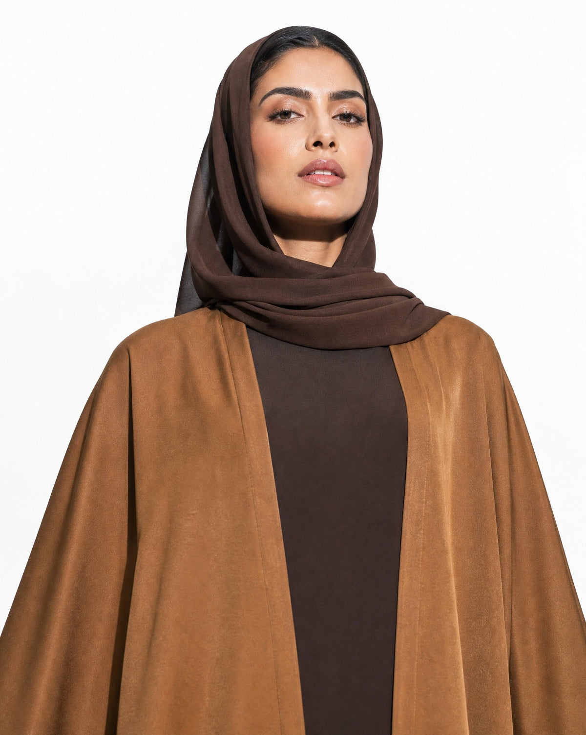 SISOWSLB1 - Sandy Brown Washed Silk Abaya - SARA INTABI - MIRA Y MANO