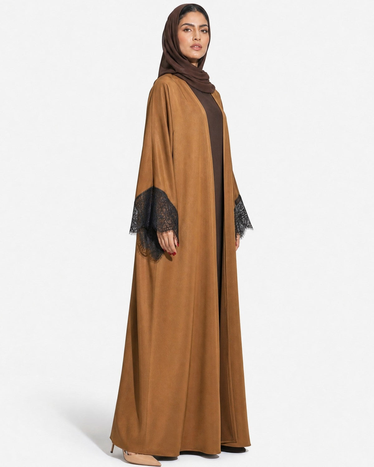 SISOWSLB1 - Sandy Brown Washed Silk Abaya - SARA INTABI - MIRA Y MANO