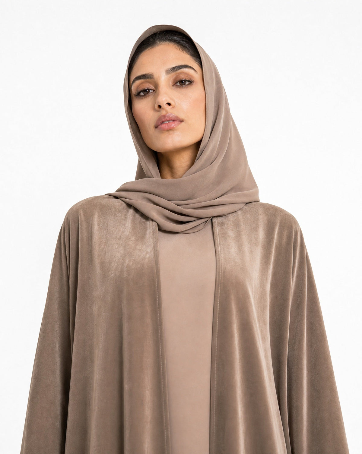 SISOWSLB1 - Tan Washed Silk Abaya - SARA INTABI - MIRA Y MANO