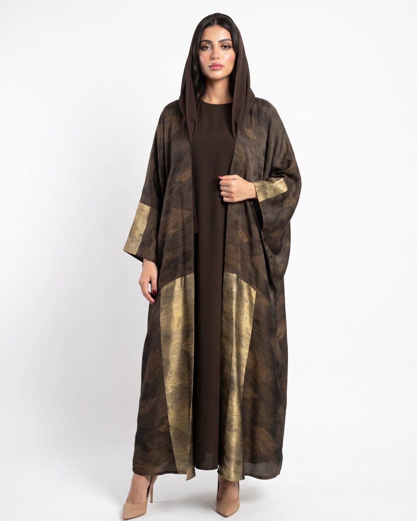 PS - Dark Olive Green Silk Abaya - SASH - MIRA Y MANO
