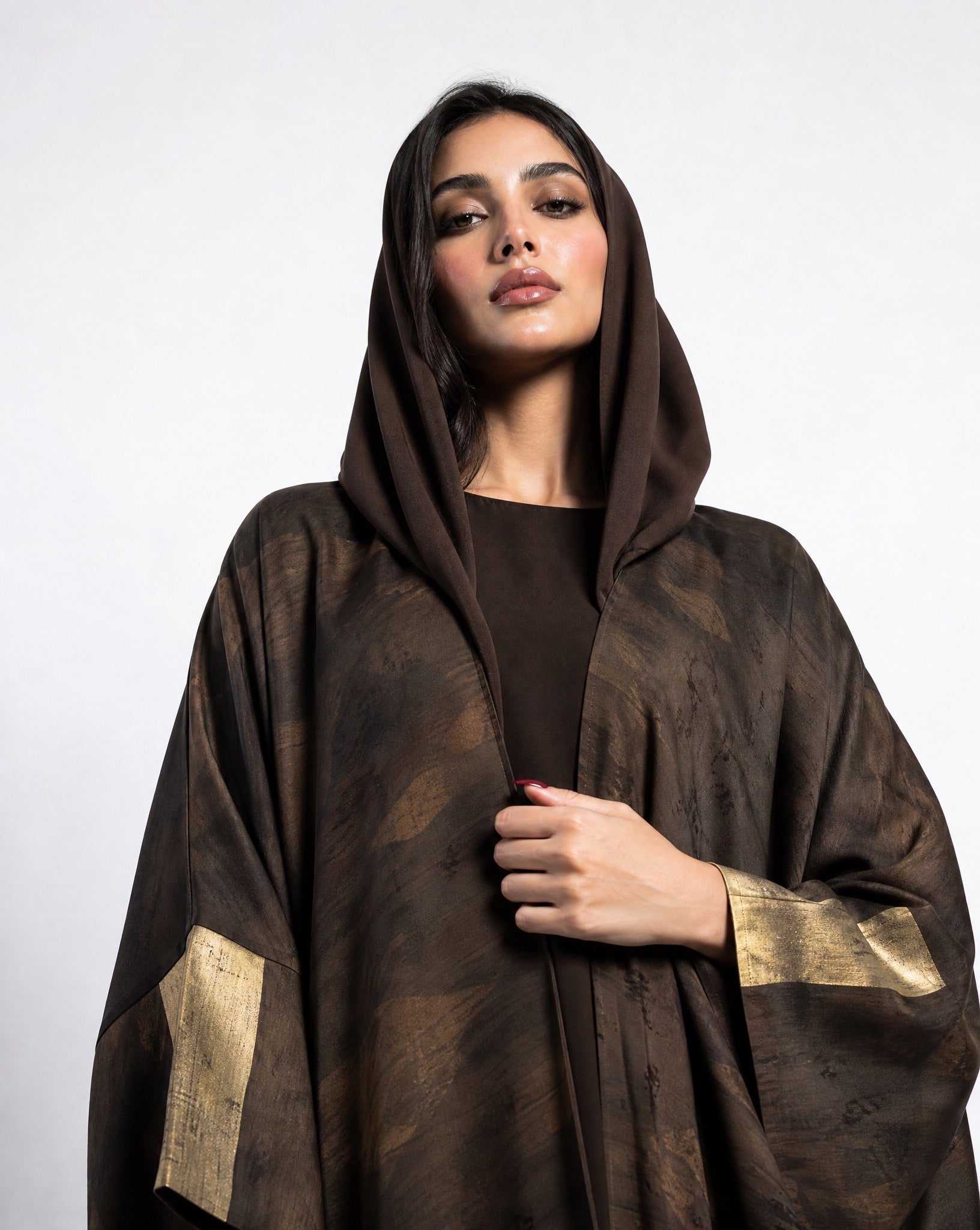 PS - Dark Olive Green Silk Abaya - SASH - MIRA Y MANO