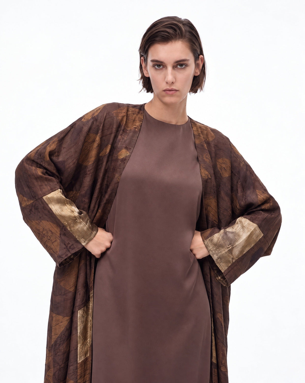 PS – Dark Olive Green Silk Abaya - SASH - MIRA Y MANO