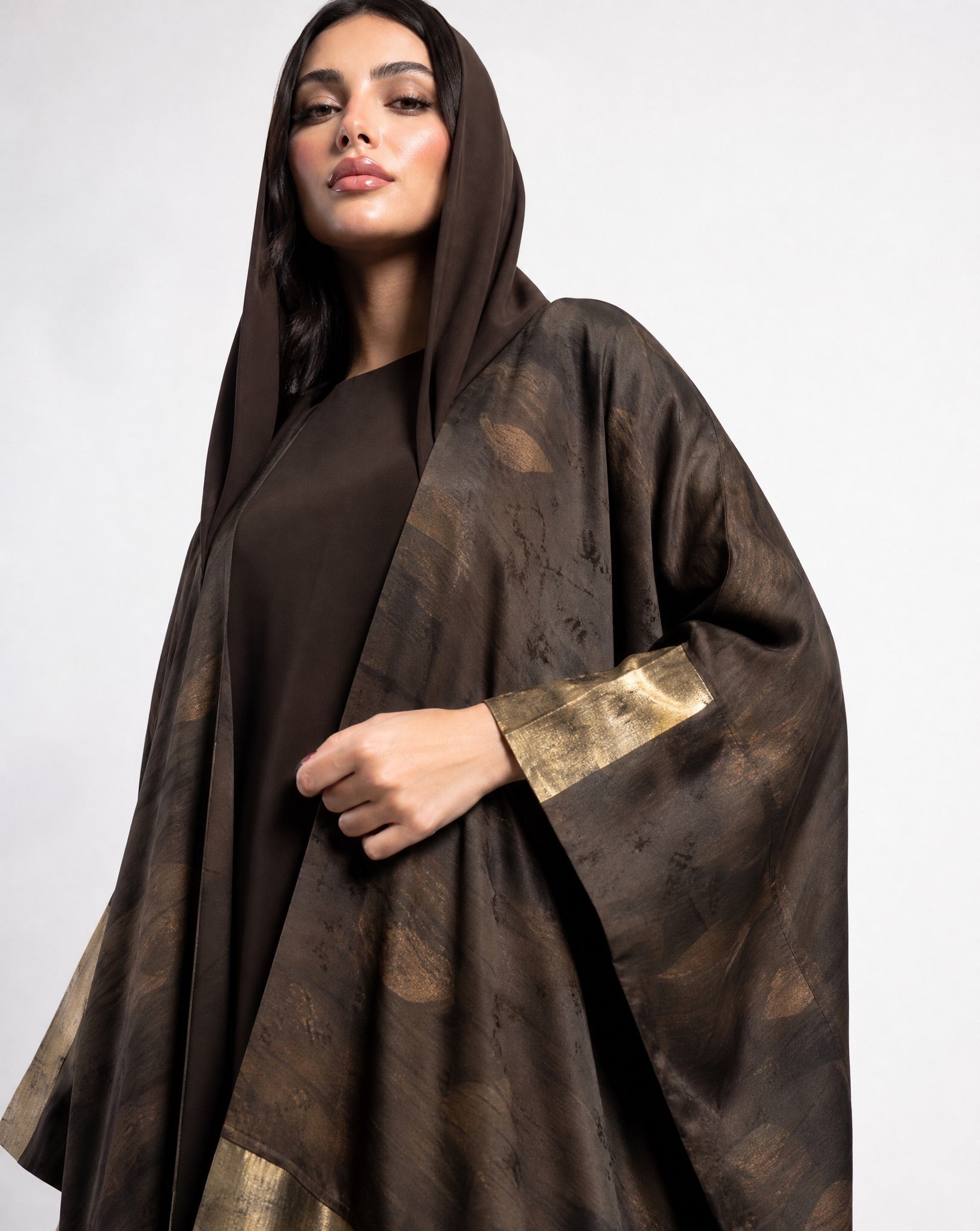 PS - Dark Olive Green Silk Abaya - SASH - MIRA Y MANO
