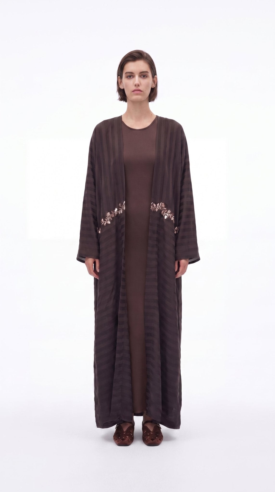 SB – Brown Crepe Abaya - SASH - MIRA Y MANO