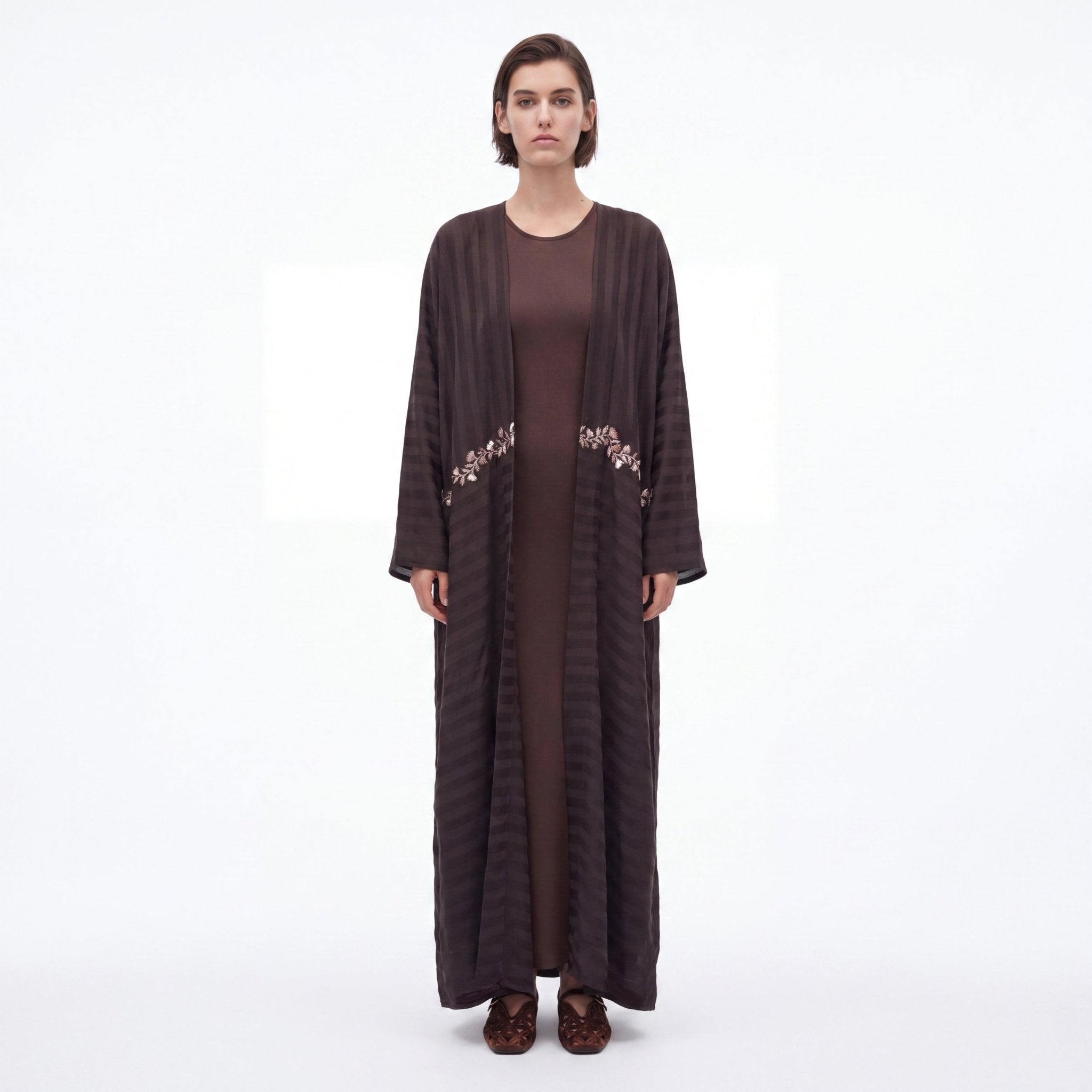 SB – Brown Crepe Abaya - SASH - MIRA Y MANO