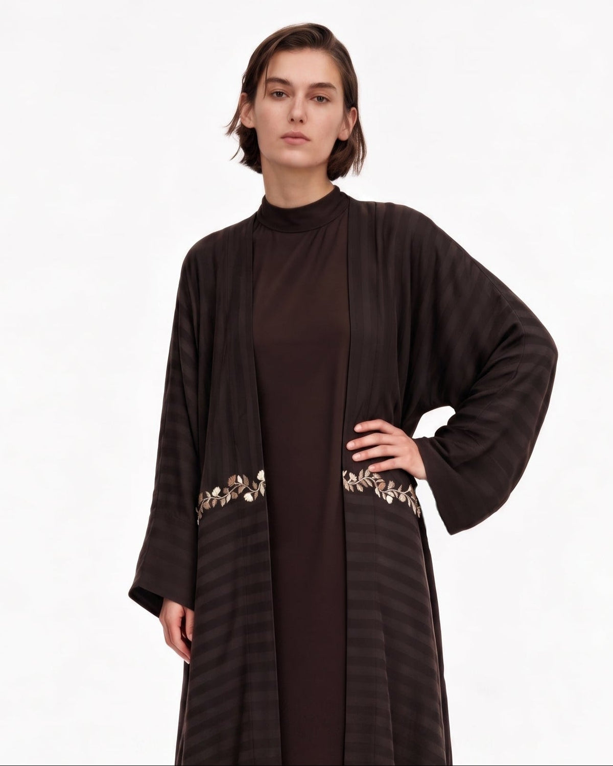 SB – Brown Crepe Abaya - SASH - MIRA Y MANO