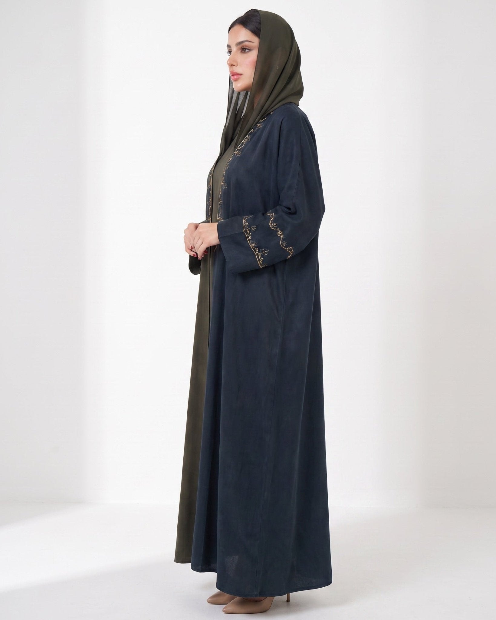 SO - Dark Blue Abaya - SASH - MIRA Y MANO