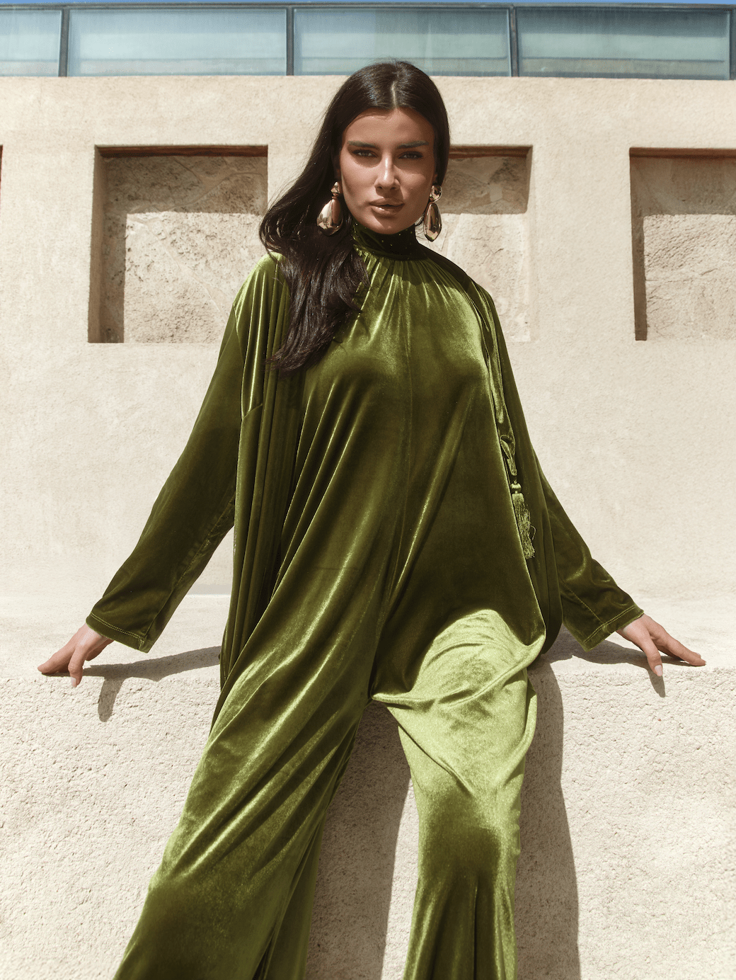 AW25 SLK 011 - GR VELVET JUMPSUIT - SILKERA - MIRA Y MANO