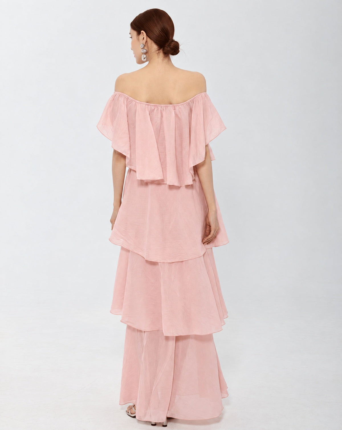 Layered Off Shoulder Pink Dress - MIRA Y MANO
