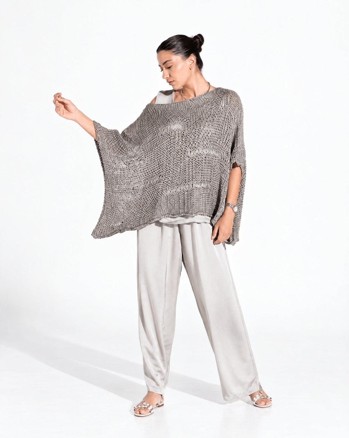 SS25 SLK 0015 – Grey Silk Top & Pant - SILKERA - MIRA Y MANO
