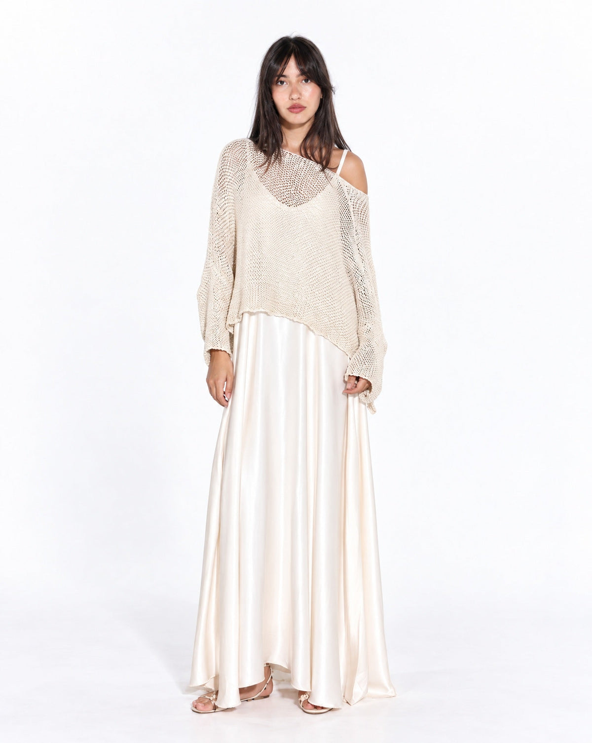 SS25 SLK 006 – Beige Silk Dress - SILKERA - MIRA Y MANO