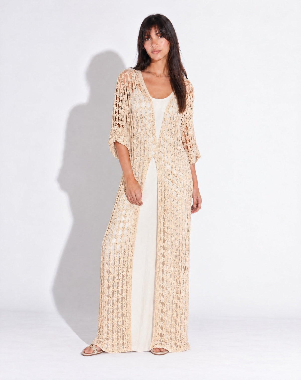 SS26 006-BG – Beige Cotton Dress - MIRA Y MANO