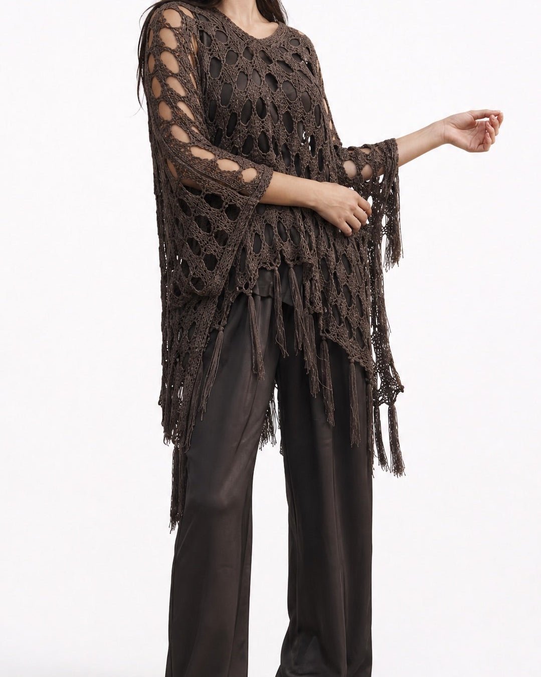SS26 SLK 003-BR Brown Silk Top & Pant - SILKERA - MIRA Y MANO